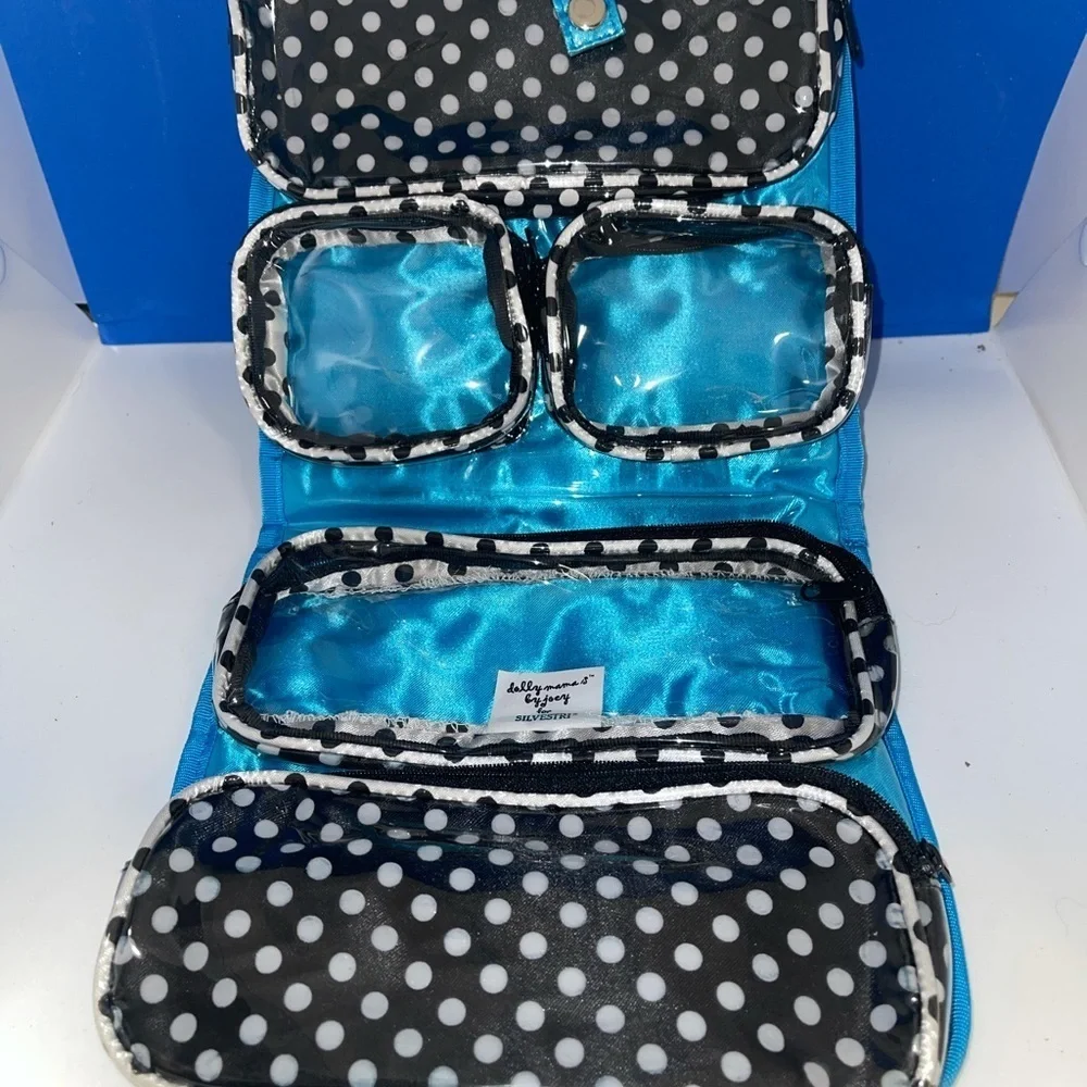 Dolly Mama Blue Satin & Sequin Makeup/Jewelry Case